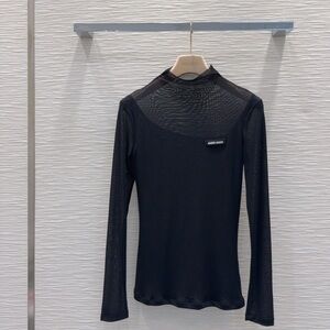 Elegant Black Mesh Long Sleeve Top